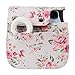 Elvam Camera Case Bag Purse Compatible with Fujifilm Mini 11/9/8 Instant Camera with Detachable Adjustable Strap - White Flower