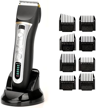 Sungao Professional Cordless Hair Clippers Set Quiet Rechargeable Waterproof Hair Trimmer with Charger Stand 8 Comb Guides 3 Adjustable Speed Modes