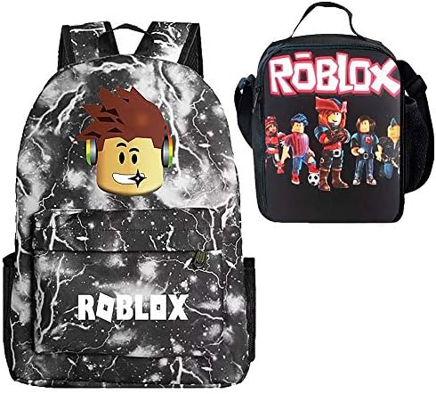 Kid Roblox Backpack Insulated Lunch Box Back to School Travel Boy Girl