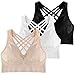 BRLIDO Cross-Back Wireless Sports Bra for Women Yoga Bras with Removable Pads