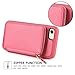 ZVE Case for iPhone SE 2022 5G for Apple iPhone 8 iPhone 7, 4.7 inch, Leather Wallet Case with Credit Card Holder Slot Zipper Wallet Pocket Purse Handbag Wrist Strap Protective Cover- Rose