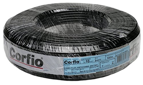 Cabo Flexível 10,0 mm Preto Corfio com 100 m