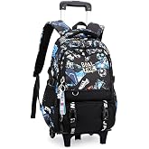 VIDOSCLA Graffiti Rolling Backpack Trolley BookBag Kids Wheeled Schoolbag | Roller Bookbag Carry-on,Outdoor Travel Knapsack,Backpack for Teen Boys,Children's Rolling Schoolbag 6-Wheels