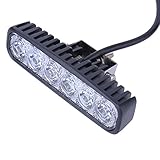 XINDELL 6 LED Car Cree LED Spotlights, 1800LM, Mini 6Inch, 18W, Spot Worklight Bar, for ATV Jeep Boat Suv Truck Car (Black Shell, White Light)