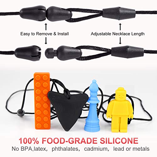 tuxepoc Autism chew Necklace,(4 Pack) Chewy for Kids Sensory chew Necklace for Boys and Girls,Silicone Chewy Sticks for ADHD,Autism,Biting Needs