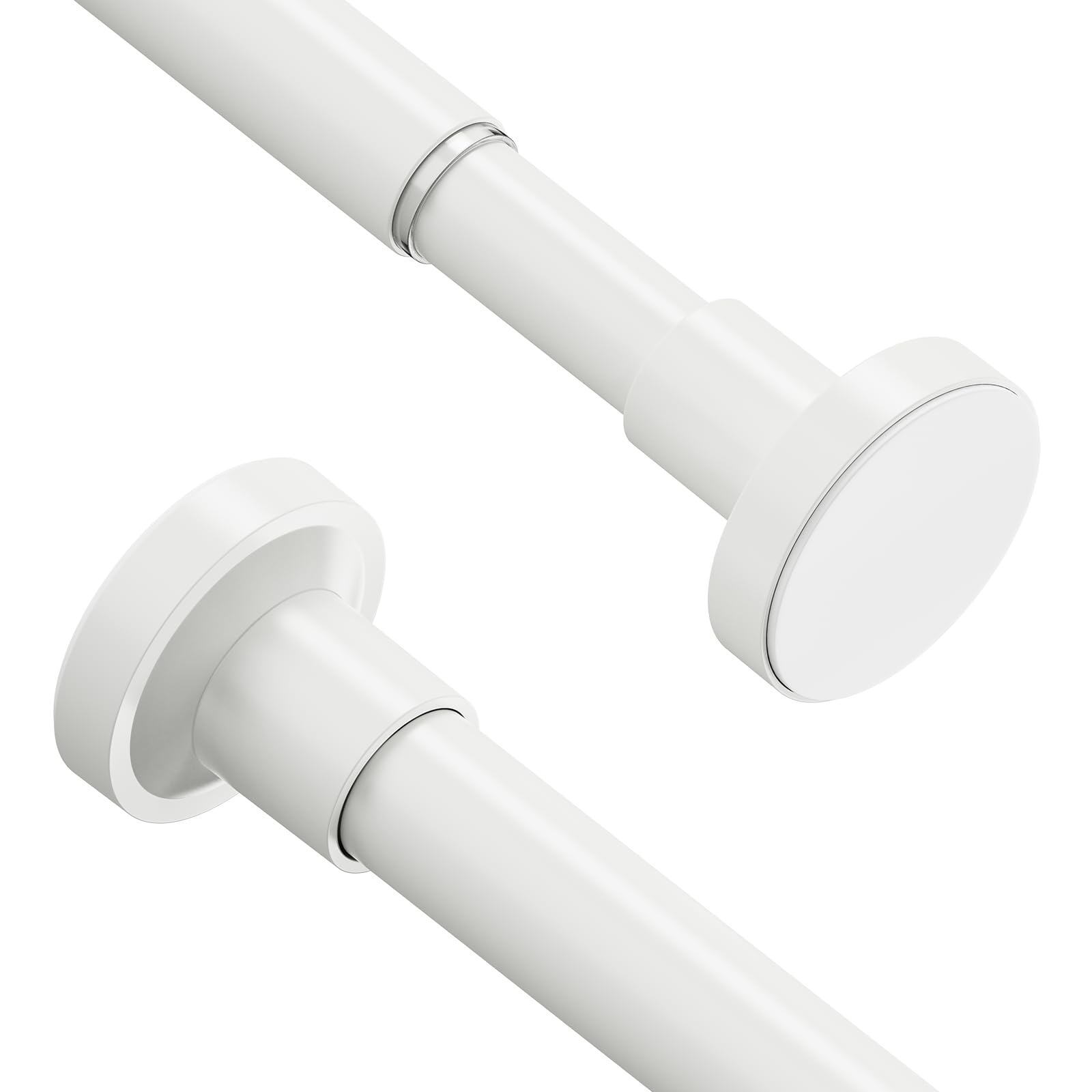 WELDUN 2 PCS Extendable Shower Curtain Rod, Curtain Tension Pole 48-119CM, No Drill Telescopic Curtain Pole, Adjustable Strong Shower Rail for Bathroom Bedroom Window Closet, White