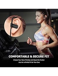 Letsfit Auriculares inalámbricos con Bluetooth, IPX7, impermeables, deportivos, para correr, auriculares estéreo HD con micrófono, batería de 8 horas con cancelación de ruido, auriculares Bluetooth Estándar