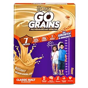 Manna Go Grains | 200g | Classic Malt | Health and Nutrition Drink for Kids | Multigrain Malted Drink for Growth…