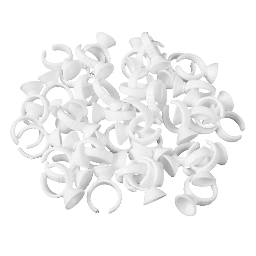 ZHIYE Eyelash Glue Holder 200 PCS Disposable Plastic Glue Rings Nail Art Polish Holders Tattoo Individual False Eyelash Extension Adhesive Pigment Holders Beauty Tool,Small Size