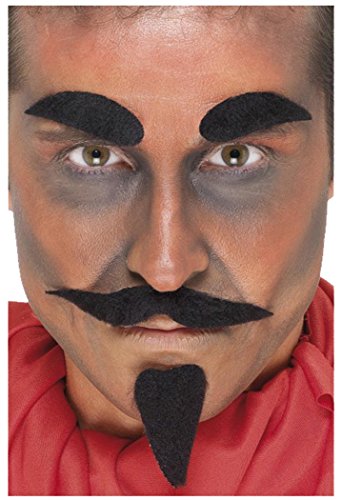 Men Adults Halloween Fancy Horror Party Devil Facial Hair Set Black Pack Of 6