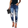 KUNMI Women's Ripped Skinny Jeans Distressed Stretchy Denim Pants
