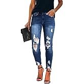 KUNMI Women's Ripped Skinny Jeans Distressed Stretchy Denim Pants