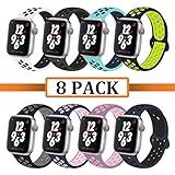 YC YANCH Greatou Compatible for Apple Watch Band 42mm,Soft Silicone Sport Band Replacement Wrist Strap Compatible for iWatch Apple Watch Series 3/2/1,Nike+,Sport,Edition,S/M,8 Pack