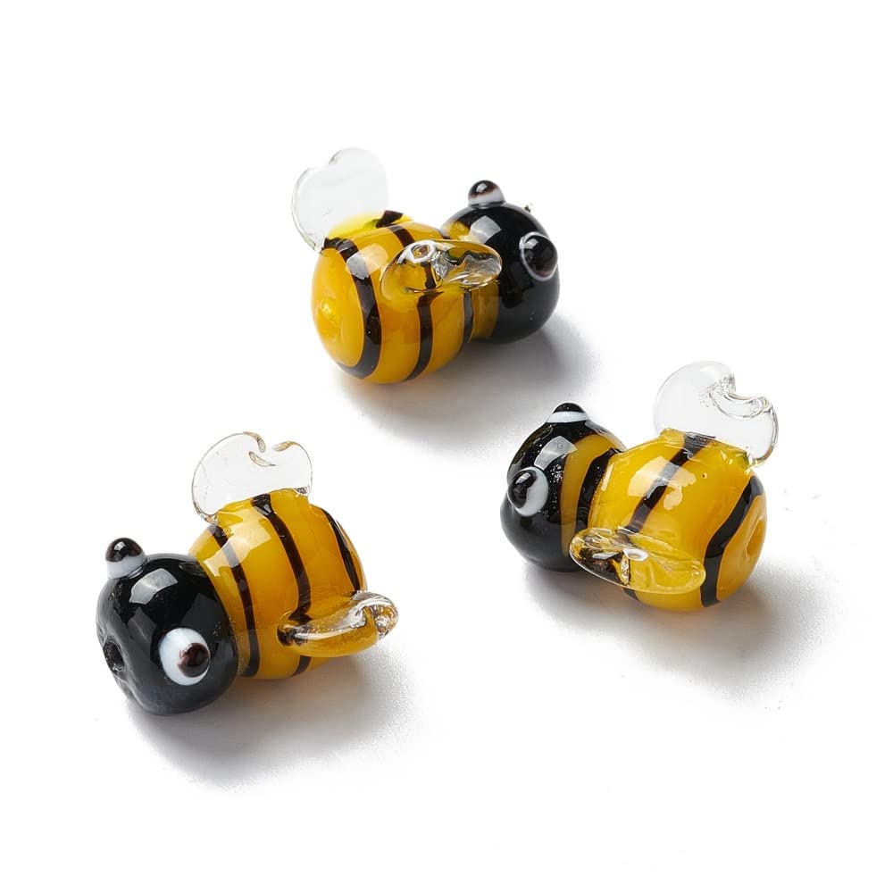 Boutigem 5pcs Handmade 3D Bees Lampwork Beads Cute Bees Animal Bead for Jewelry Making DIY Bracelet Necklace Earring Decor Accessories Gifts — image 1