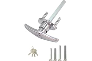 Garage Door Lock T-Handle Locks Latch Replacement Parts with 4 Keys, Mounting Hardware Included, Fit 1-3/8" to 2" Thick Doors