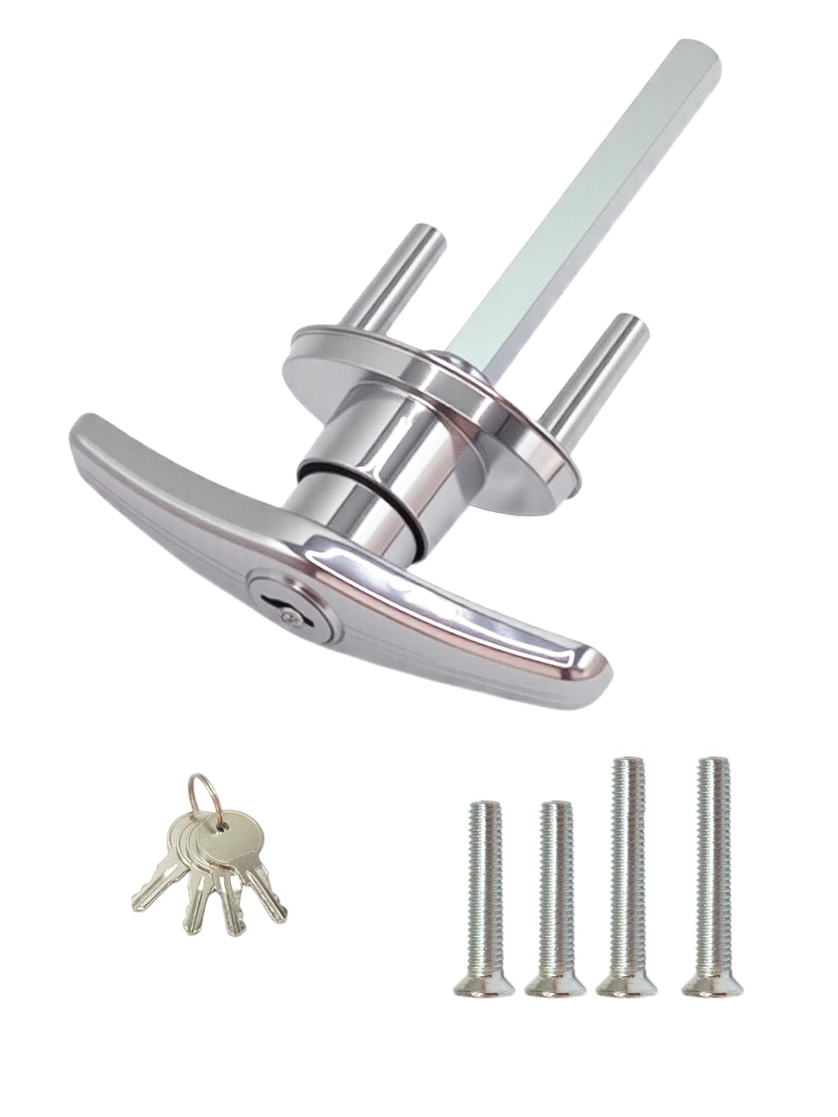Photo 1 of Garage Door Lock T-Handle Locks Latch Replacement Parts with 4 Keys, Mounting Hardware Included, Fit 1-3/8" to 2" Thick Doors, T-Handles Locking Set for Garage Door - 1pack