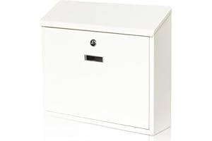 xhlokk Wall Mount Locking Mailbox, White Modern Mail Box for Outside, Galvanized Steel Large Capacity 14" Mailbox for House, Apartment, Porch, Fence