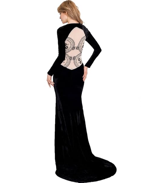 Ohyeahlady Women S Backless Velvet Dress Floor Length Dress Long