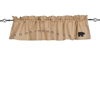 Home Collections by Raghu 72x15.5 Bear Feet Print on Burlap Valance, 72 W x 15.5 L