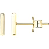 PAVOI 14K Gold Plated 925 Sterling Silver Tiny Stud Earrings for Women - Dainty Circle, Triangle, Bar Earrings - Hypoallergenic Minimalist Geometric Jewelry Small Gold Studs for Women