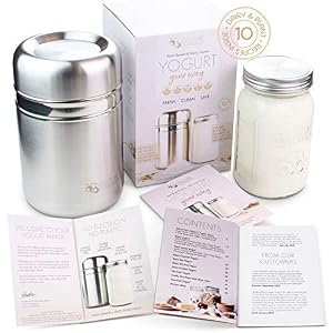 Stainless Steel Yoghurt Maker with 1 Quart Glass Jar