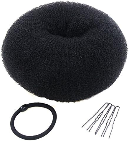 15CM Super Large Hair Volumizing Scrunchie Hair Donut Ring Style Bun Maker Bump Large 5.9inch (black)