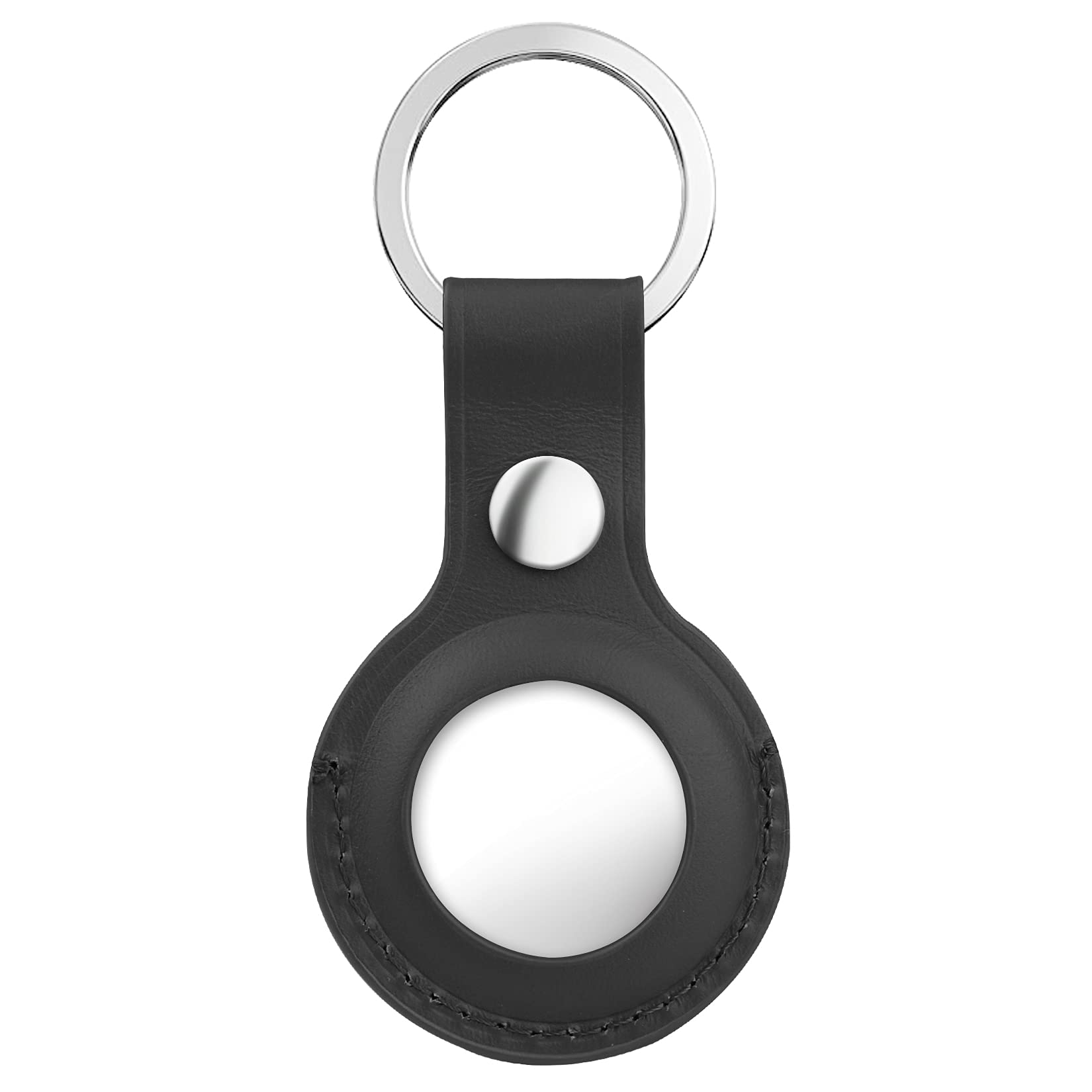 Case for AirTag Leather, Protective Cover with Keychain Ring, Anti-Scratch - Black — image 1