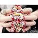 Dongcrystal 24Pcs 3D Bling Nail Art Jewelry Glitter Rhinestone Decor Nail Tips Red Fake Nails