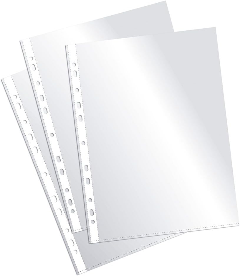 Plus Office 180274 Pack of 100 A4 60-Micron Polypropylene Sleeves with Multiple Punched Holes