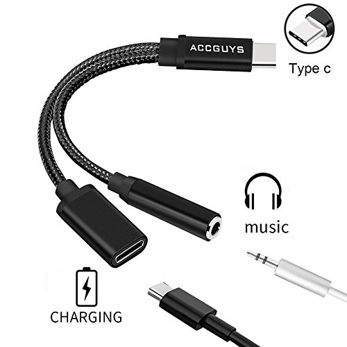 2 in 1 usb-c to 3.5mm audio adapter, nylon braided usb …