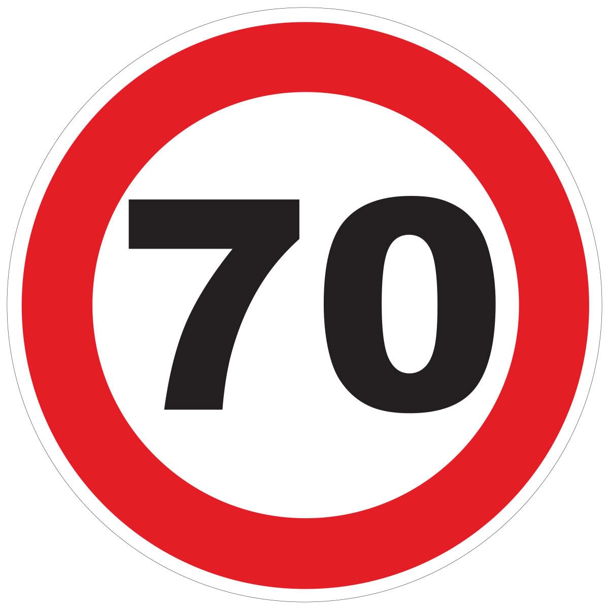 Red Circle Speed Limitation Sticker - Tractor Truck Speed Limitation Disc - 70 km/h - 20 cm Diameter