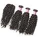ALI JULIA 3 Bundles Brazilian Virgin Curly Hair Weft with 1pc 4 * 4 Lace Closure Free Part 7A Grade 100% Unprocessed Human Hair Extensions Natural Color(12 14 16 +12 inch closure)