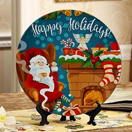 Immagini Del Natale Divertenti.Piatti Divertenti Da Camino Con Scena Di Natale Piatti Da Pranzo In Ceramica Divertenti Piattini In Ceramica Per Uso Domestico Con Espositori Piastra Per Uso Domestico Per Esposizione Amazon It Casa E Cucina