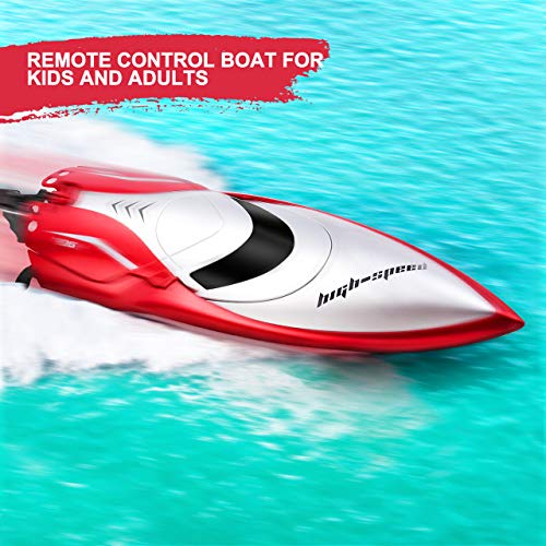 Powerextra Remote Control Boat, High Speed H106 Rc Boat for Pools and Lakes, 20+ KMH 2.4 GHz Fast Racing Boats, LCD Low Battery Alarm, Birthday Gifts for Boys Girls
