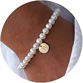 Ursteel Pearl Initial Bracelet for Women - Valentines Day Gifts for Kids Teen Girls, Dainty Letter Pearl Bracelets for Women, Bridesmaid Proposal Wedding Bride Party Bridal Shower Gift