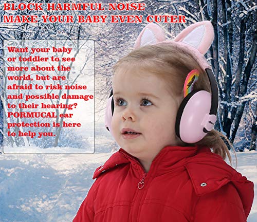 Baby Ear Protection Ear Muffs for 3 Months to 2+ Years Noise Reduction Hearing Protection for Infant and Toddlers with Cat Ear. (Pink)