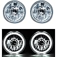 Octane Lighting 5-3/4 White Led Halo Halogen Light Bulb Headlight Angel Eye Crystal Clear Pair