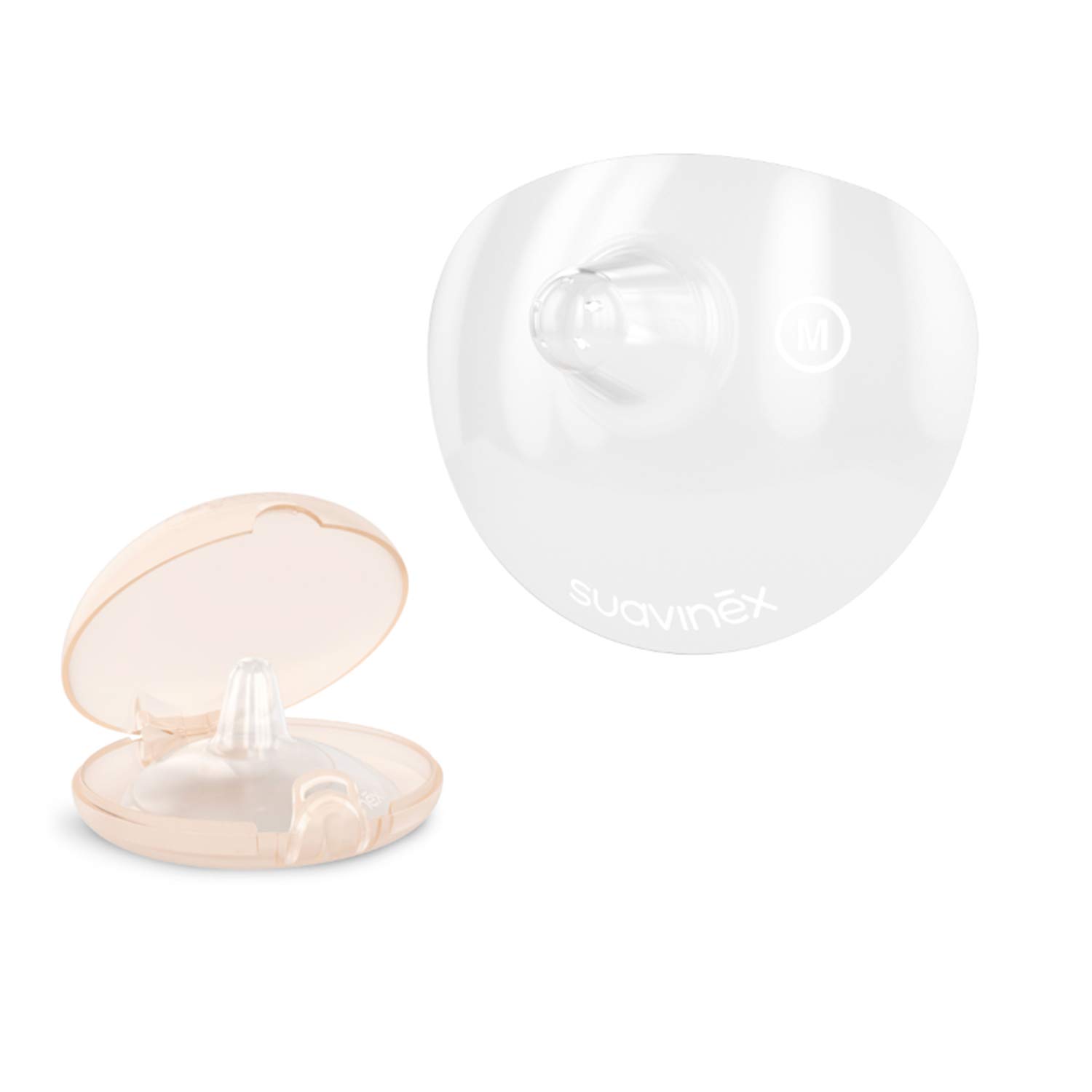 Suavinex 2 Pack Silicone Nipple Boxes Size M Protect Nipple Irritations with Hygienic Carry Case