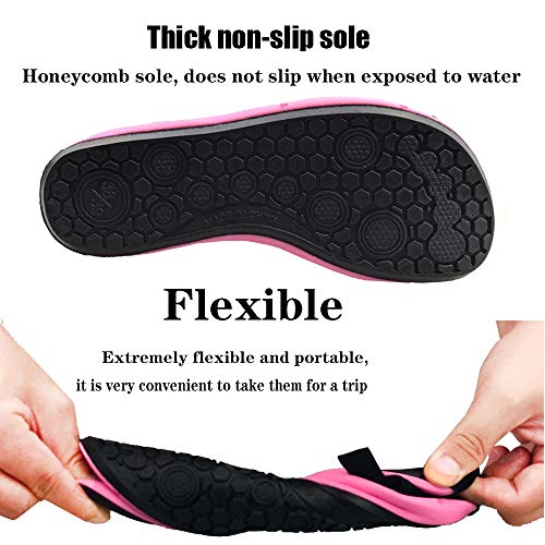 Water Socks Swim Socks for Womens Mens Kids Quick-Dry Aqua Water Shoes Barefoot for Beach Pool Surf Yoga Exercise, Pink, 6.5-7 M US Women/ 5.5-6 M US Men - Thumbnail 4