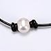 Barch Young Single Pearl Choker Necklace on Genuine Leather Cord for Women Handmade Choker Jewelry Gift