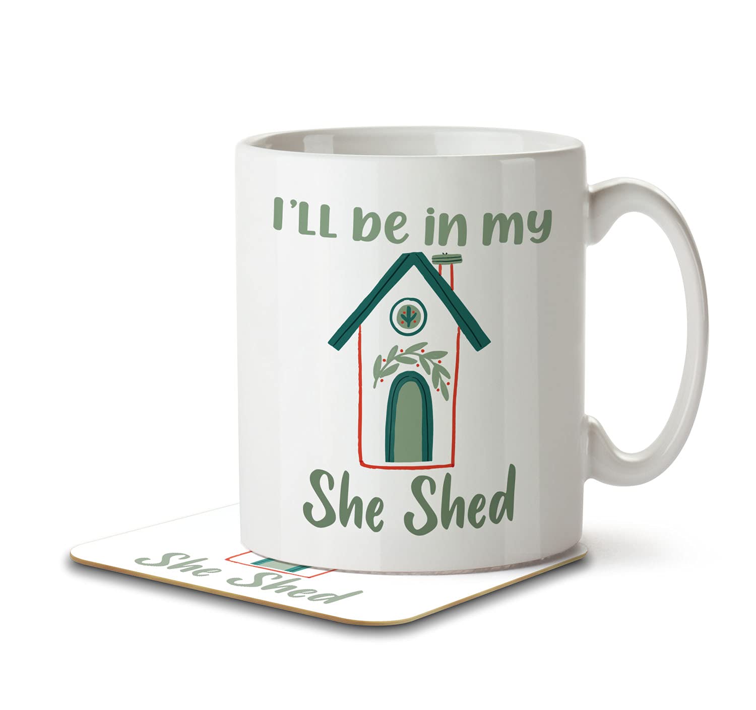The Inky Penguin - I'll Be in My She Shed - Gardening Mug and Coaster, Ceramic, 11fl. oz.