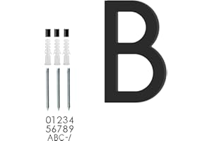 roslyong Floating House Number 5 Inch, Modern Outdoor Address Sign, Acrylic Solid Address Numbers with Nail Kit, Black Address Letter B