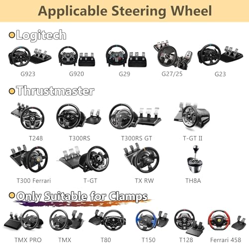 Sim Racing Wheel Stand, Adjustable Steering Simulator Gaming Cockpit, Compatible with Logitech G25,G27,G29,G920, Black 58 * 48 * 80CM
