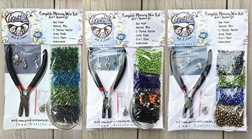 SET OF 3!! Complete Memory Wire Bracelet Making Kits for Teens & Adults! Starter Kits for Beginners. Three Individual Color Themes, Charms & Plier Tools. (Earth Tones Trio)