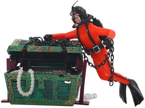 Amazon Co Jp 水族館の装飾水槽の装飾飾り トレジャーハンターダイバーアクションフィギュアオーナメントダイバーハンタートレジャーチェストデコレーション ホーム キッチン