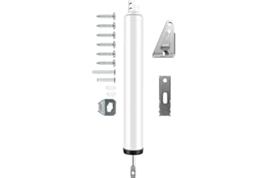 OXDFK Screen and Storm Door Closer Kit, Heavy Duty Pneumatic Screen and Storm Door Closer, Screen and Storm Door Push Button Latch Set Replacement Kit, Adjust Smooth Closing Speed (White)