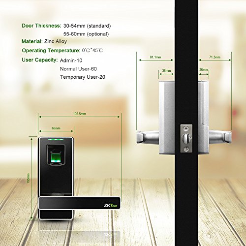 ZKTeco Electronic Biometric Fingerprint Door Lock, Keyless Entry Door