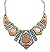 Napoo Women Vintage Boho Flower Crystal Hollow Geometry Colorful Necklace Earrings Set