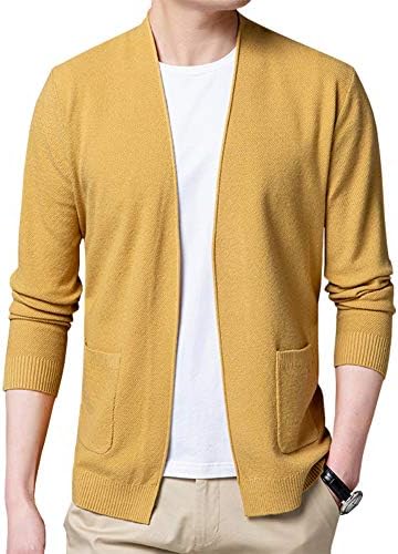 Womleys Mens Casual Open Front Long Sleeve Cotton Cardigan Sweater