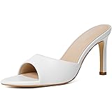 Susanny Mule White Heels for Women Pointed Open Toe